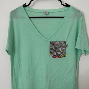 Bella Canvas Mint Green V-Neck Tee with Geometric Pocket